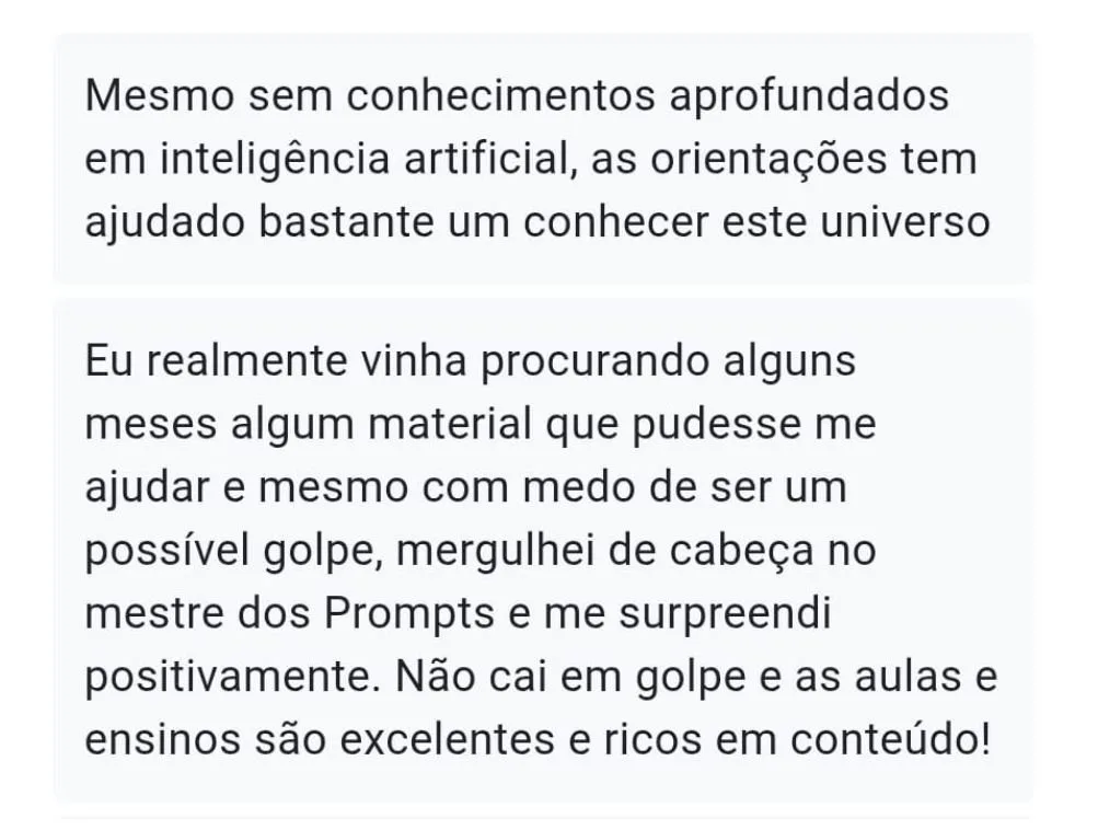 Depoimento de aluno do Mestre dos Prompts 3