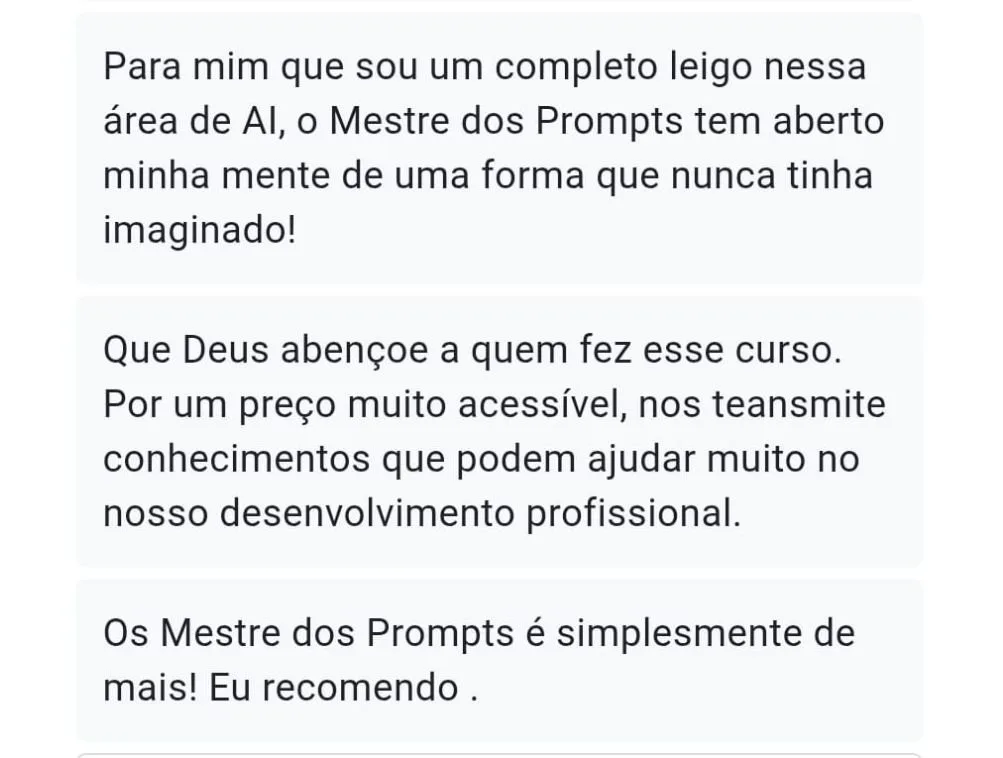 Depoimento de aluno do Mestre dos Prompts 4