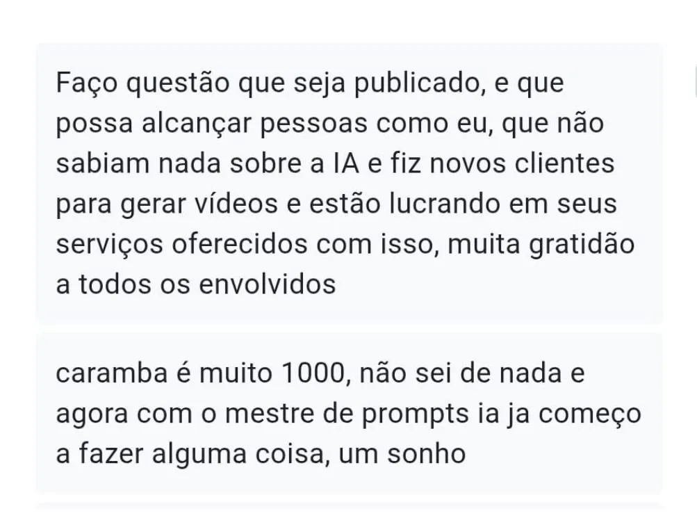 Depoimento de aluno do Mestre dos Prompts 6